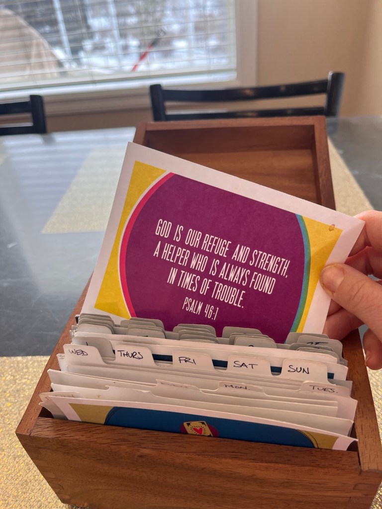 recipe box of scripture cards